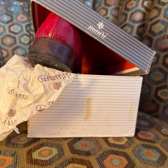 Mauri alligator Venetian loafers RED men's 9.5 + box, trees - Picture 12 of 13